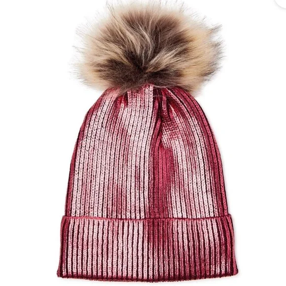 Metallic Foil Faux Fur Hat Metallic Trapper Hat for Winter – Waterproof Faux Fur Lined  main image 4